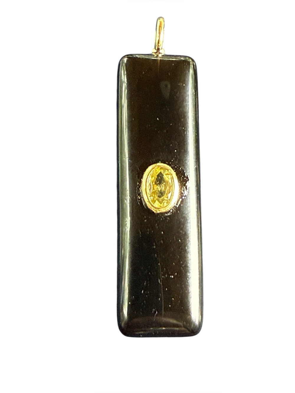 New Freida Rothman Onyx and Gold-Tone with Clear Gemstone Pendant
